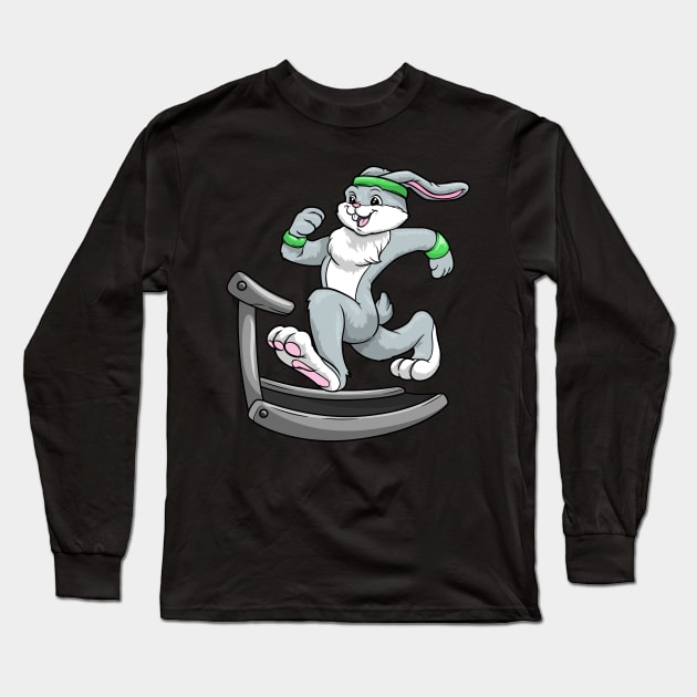 Bunny at fitness on a treadmill Long Sleeve T-Shirt by Markus Schnabel